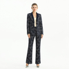 P147-2 Women Bonded sequin lace mid-rise straight leg evening long pants