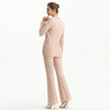 P164-1 Women Scattered sequin floral lace mid-rise boot-cut tailored evening trousers
