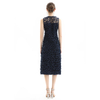 D117 Women 3D flower embroidered tulle sleeveless straight-cut party midi dress 