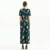 R160 Women Floral print short puff sleeves jumpsuit 