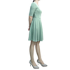 D413 Women Solid short sleeve boat neck flared mini dress