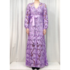 C165-3 Women Cut out embroidery long sleeves waist-tie evening maxi robe dress