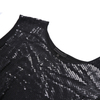 I720 Women Fully sequined jersey round neck sleeveless mini party dress