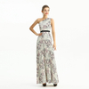 D202 Print CDC Single Shoulder Sunburst Pleated Maxi Evening Dress