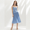 C128 Solid Satin Pleated Midi Skirt