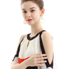 D074 Women Color block cut out shoulder three-quarter sleeves pleated maxi evening dress