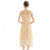D098-1 Women fashion eyelash lace sleeveless straight-cut party midi dress