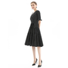 D081-2 Women Polka dot print short sleeves tiered midi day dress