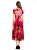 D114 Women flower print chiffon cap sleeves pleated midi day dress 