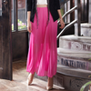 C088 Women Solid chiffon full circle sunburst pleated long casual skirt