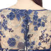 D175 Women All-over floral embroidered sequinned short sleeves flared midi evening dress