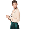 T044 Women Solid crinkle chiffon long sleeves career casual blouse