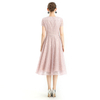 D062-9 Women Geometric embroidered V neck cap sleeves flared midi evening dress