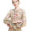 D005 Women All-over embroidered long bell sleeves mini party dress