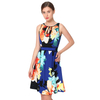 D038 Women Flower print key-hole neckline sleeveless mini day dress