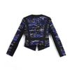 G466 Women Print and contrast black stripe panel smart casual cropped jacket