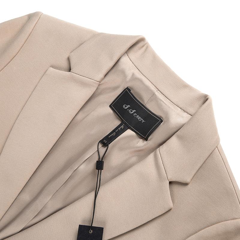 G41762 Women Knit notch collar long sleeves career tailored short blazer