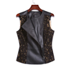 X209 Women faux leather lace combo peplum biker vest