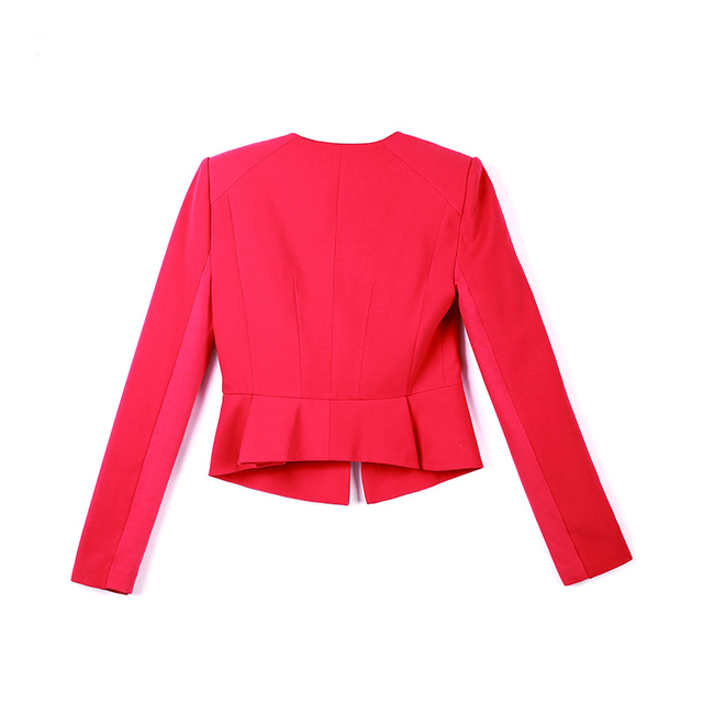 F980 Women lapel long sleeves back peplum tailored short blazer