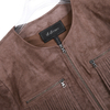 E753 Women Faux suede round neck fringed short jacket