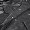 7C56 Women Faux leather band collar long sleeves A-shape midi shirt dress