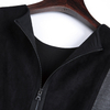 1G70 Women Heather knit faux suede color-block paneled smart casual short dress