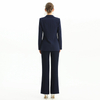 J155-8 Women Polyester crepe long sleeves notched lapel tailored-cut single-breasted blazer