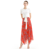 S068 Women Floral print asymmetric panelled long flare handkerchief skirt
