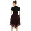 S077 Women Flocked tulle multi-layers asymmetric party short skirt