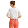 T122-3 Women Scallop floral lace Swiss-dot ruffled short sleeves blouse