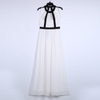 1L13 Women Solid georgette halter neck contrast strappy maxi evening dress