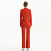 P147-5 Women Polyester crepe mid-rise straight leg tailored trousers