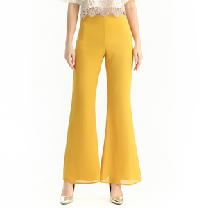 P159-2 Women Polyester georgette fit and flare boot-cut full-length pants.