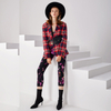F010 Women Print knit elasticated waist cropped leggings