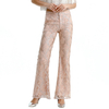 P164-4 Women Embroidered sequinned tulle mid-rise boot-cut tailored evening trousers