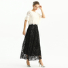 S127 Women Sequin embellishment and beading flare long evening skirt