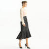 S168-2 Women Metallic jacquard trumpet ruffle hem mermaid midi skirt