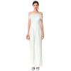D041 Women Solid crepe feather-trimmed off-shoulder party jumpsuit 