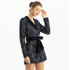 R154 Women Bonded sequinned lace long sleeves party romper