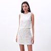 T257+S258 Women Floral lace sleeveless top mini skirt party set