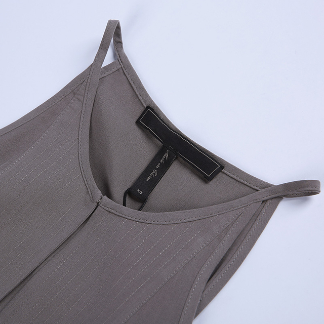 U282 Women Fuji silk halter neck multi-stitched front placket casual tank top