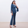 J235 Women Polyester notched lapel split sleeve tailored-cut single-breasted blazer