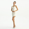 D210 Solid Crepe Asymmetric Neckline Mini Evening Dress