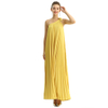 D204 Glazed Fabric Single Shoulder Sunburst Pleated Maxi Dress