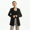 J214 Solid Floral Lace Double Breast Evening Blazer