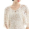 D078 Women floral lace cape sleeve flared asymmetric hem midi evening dress