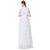 D132 Women Girls satin top round neck pleated ruffle tiered tulle gown 