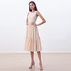 D178-1 Women Solid sleeveless tiered flared midi day dress