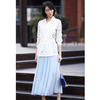 C088 Women Solid chiffon full circle sunburst pleated long casual skirt