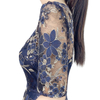 D175 Women All-over floral embroidered sequinned short sleeves flared midi evening dress